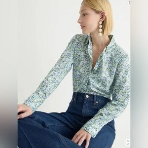 J.Crew Slim-Fit Shirt in Liberty® Thorpe Hill Fabric – Size 2 | Organic Cotton